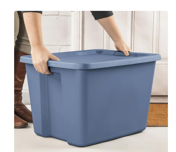 18 Gallon Tote Box Plastic, Set of 8 Stackable Totes Colors In Pink, Purple, or Fuchsia Burst