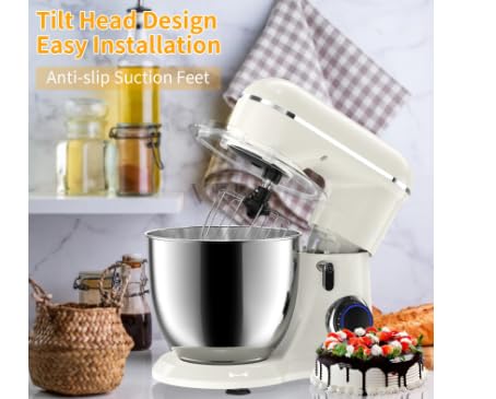 Stand Mixer,6.5-QT 660W 10-Speed Tilt-Head Food Mixer, Kitchen Electric Mixer with Bowl, Dough Hook, Beater, Whisk for Most Home Cooks, (6.5QT, Black)