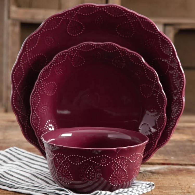 Pioneer Woman Cowgirl Lace 12-Piece Dinnerware Set