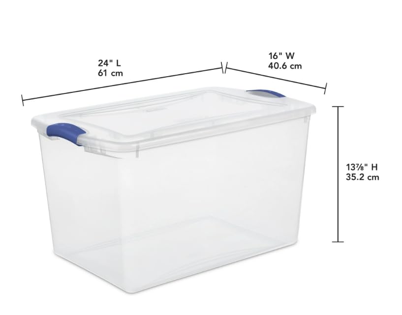 66 Qt. Latch Box Plastic Adult Bins, Set of 6