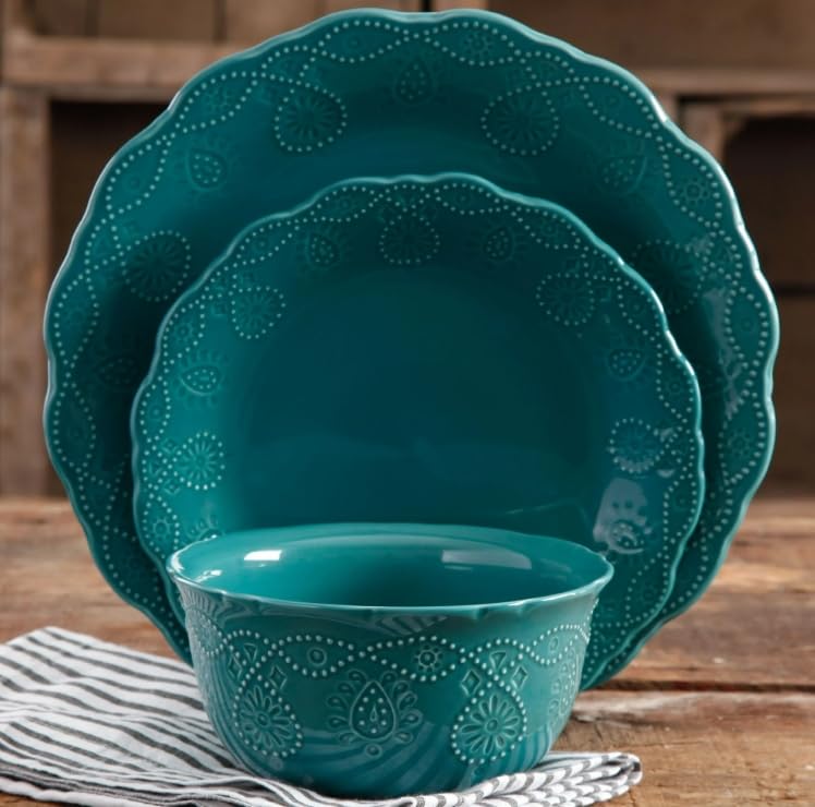 Pioneer Woman Cowgirl Lace 12-Piece Dinnerware Set