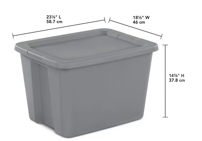 Generic Sturdy Stackable Lidded Storage Bins/Totes 18 Gallon Tote Box Plastic, Gray, Set of 8