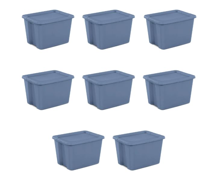 18 Gallon Tote Box Plastic, Set of 8 Stackable Totes Colors In Pink, Purple, or Fuchsia Burst