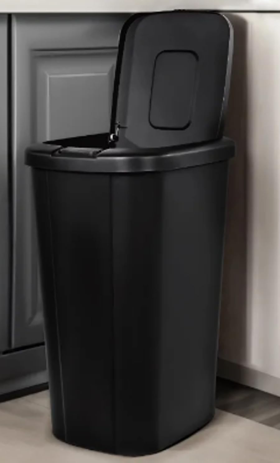 13.3 Gallon Trash Can, Plastic Touch Top Kitchen Trash Can, Black (2 Pack)