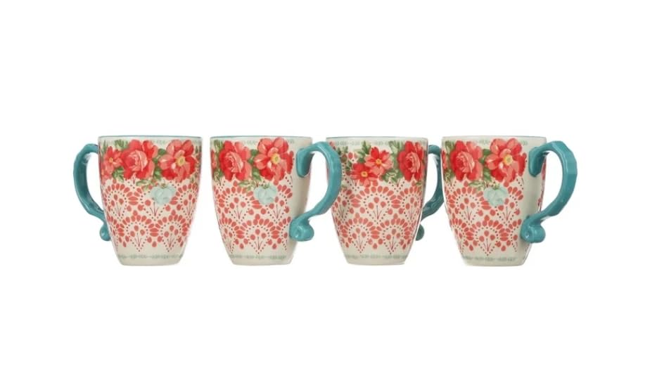 Pioneer Woman Vintage Floral 4-Piece Mug Set
