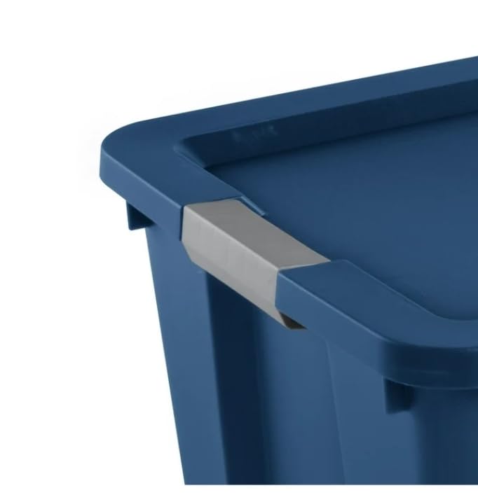 Extra Large Storage Bin, 45 Gallon Plastic Storage Container with Latch Lid and Wheels, Blue