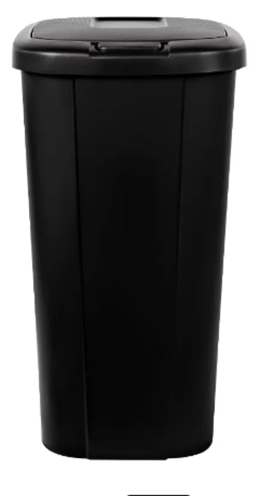 13.3 Gallon Trash Can, Plastic Touch Top Kitchen Trash Can, Black (2 Pack)