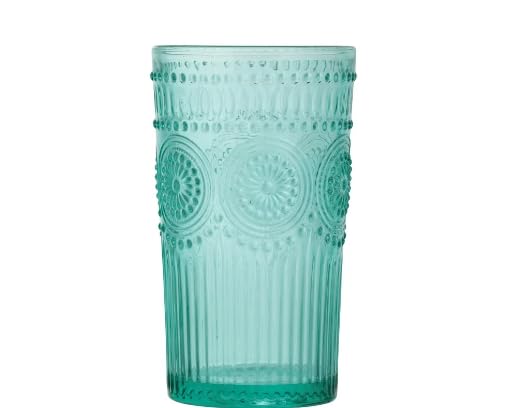 Pioneer Woman Adeline 16-Ounce Embossed Glass Tumblers, Set of 4, Clear