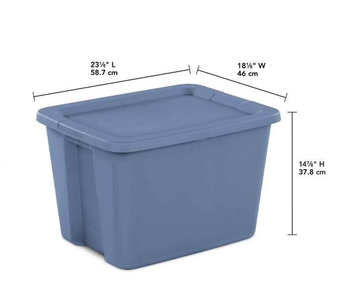 18 Gallon Tote Box Plastic, Set of 8 Stackable Totes Colors In Pink, Purple, or Fuchsia Burst