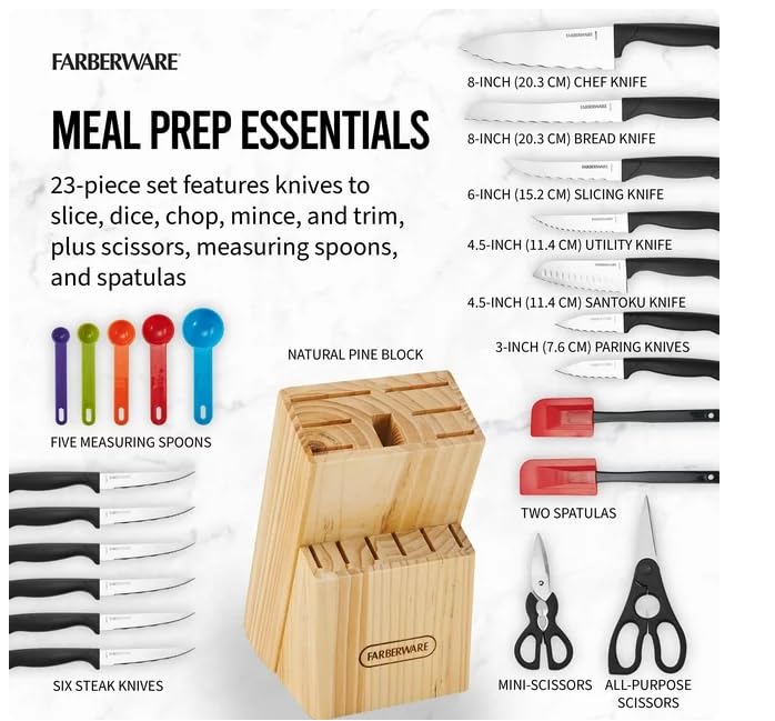 Generic Classic 23 Piece Never Needs Sharpening Dishwasher Safe Stainless Steel Cutlery and Utensil Set in Black