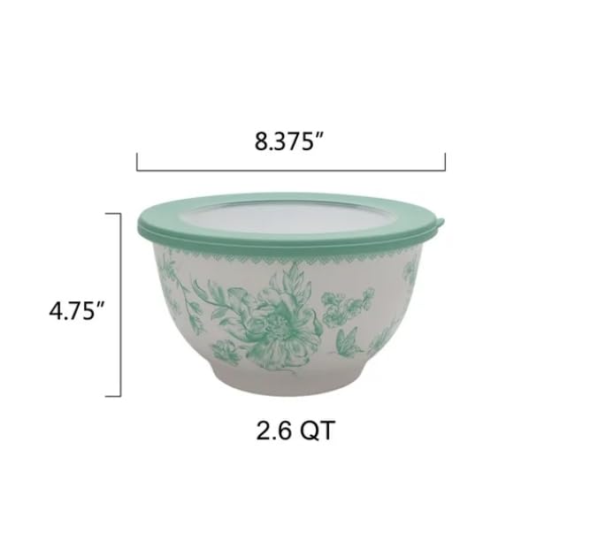 Pioneer Woman Agatha 12-Piece Bamboo Melamine Nesting Mixing Bowl Set, Green