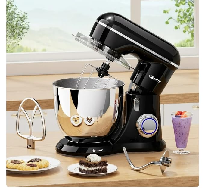 Stand Mixer,6.5-QT 660W 10-Speed Tilt-Head Food Mixer, Kitchen Electric Mixer with Bowl, Dough Hook, Beater, Whisk for Most Home Cooks, (6.5QT, Black)
