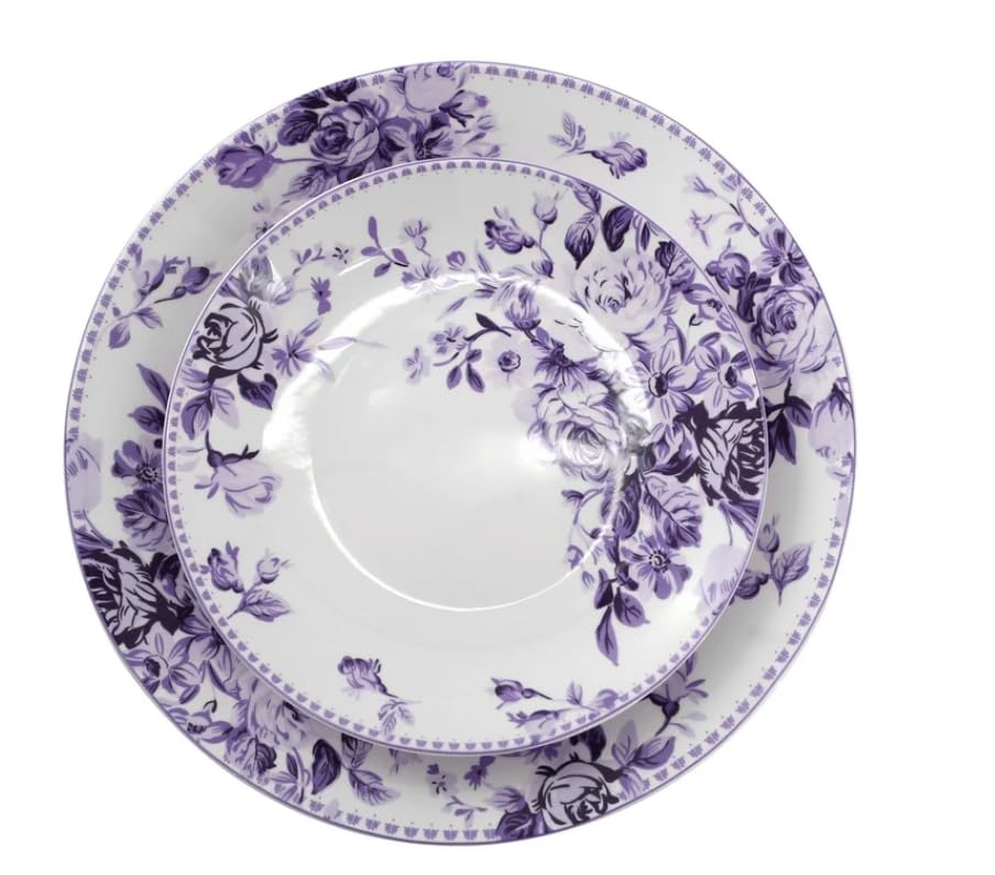 Traditional Rose 16-Piece Stoneware Dinnerware Set – Elegant Floral Design for 4 – Dishwasher & Microwave Safe – Ideal for Special Occasions & Everyday Meals