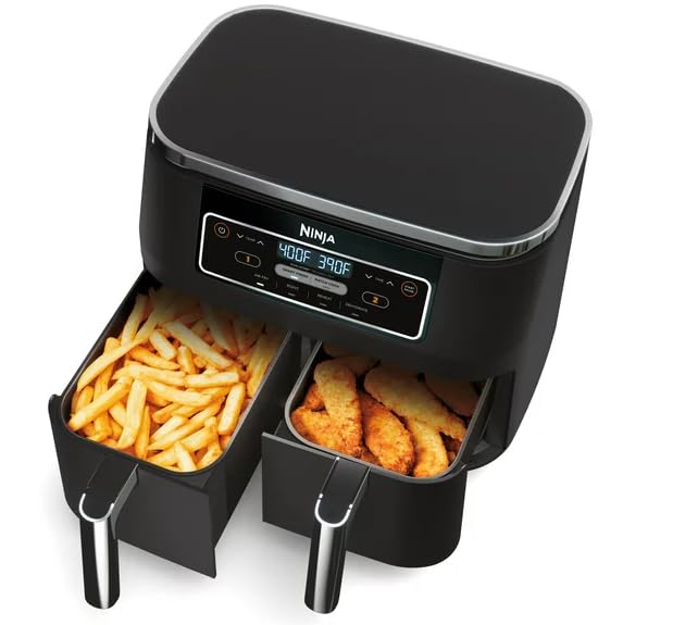Generic 4-in-1 8-Quart. 2-Basket Air Fryer with DualZone Technology- Air Fry, Roast, & More, Black