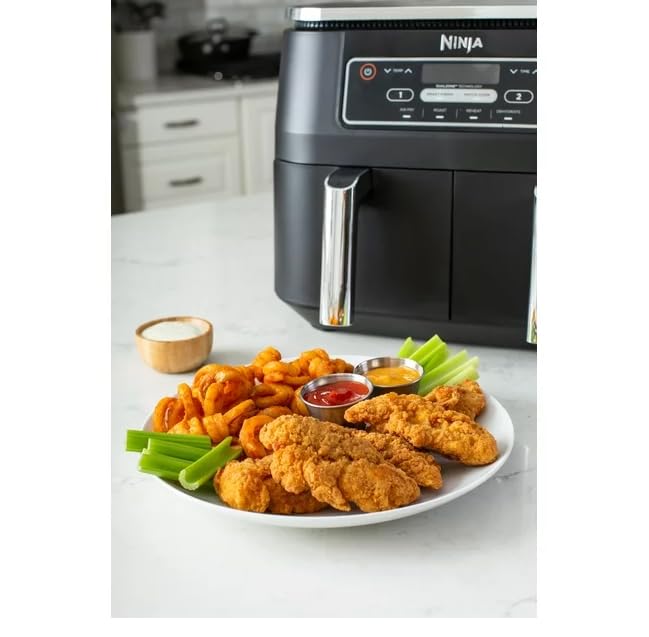Generic 4-in-1 8-Quart. 2-Basket Air Fryer with DualZone Technology- Air Fry, Roast, & More, Black