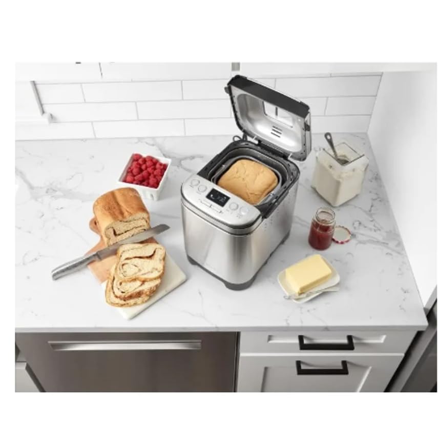 Bread Maker Machine, Compact and Automatic, Customizable Settings, Up to 2lb Loaves
