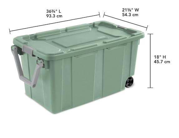 2PCS 40 Gallon Industrial Tote Plastic Storage Bins Wheeled Large Storage Box Set Green