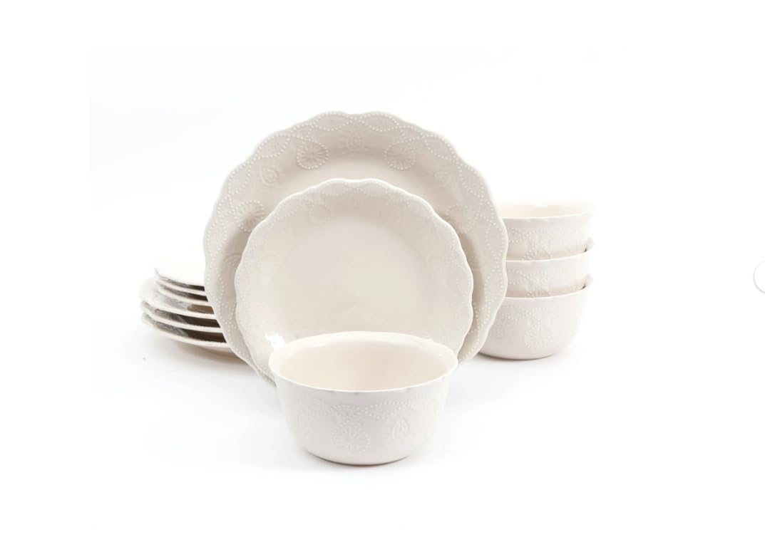 Pioneer Woman Cowgirl Lace 12-Piece Dinnerware Set