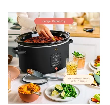 Beautiful 6 Qt Programmable Slow Cooker Touch Activated by Drew Barrymore Perfect For Healthy Cooking Black Sesame