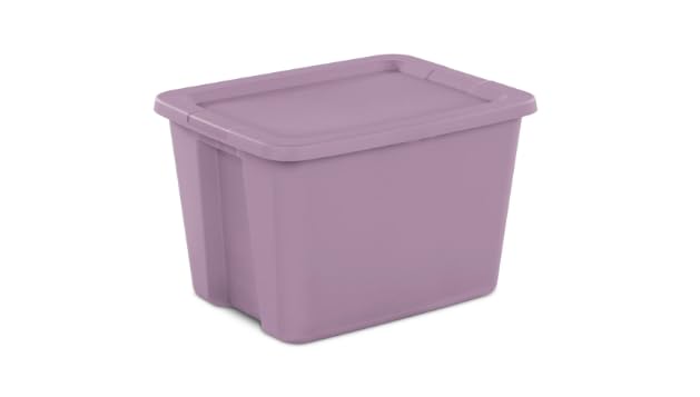 18 Gallon Tote Box Plastic, Set of 8 Stackable Totes Colors In Pink, Purple, or Fuchsia Burst
