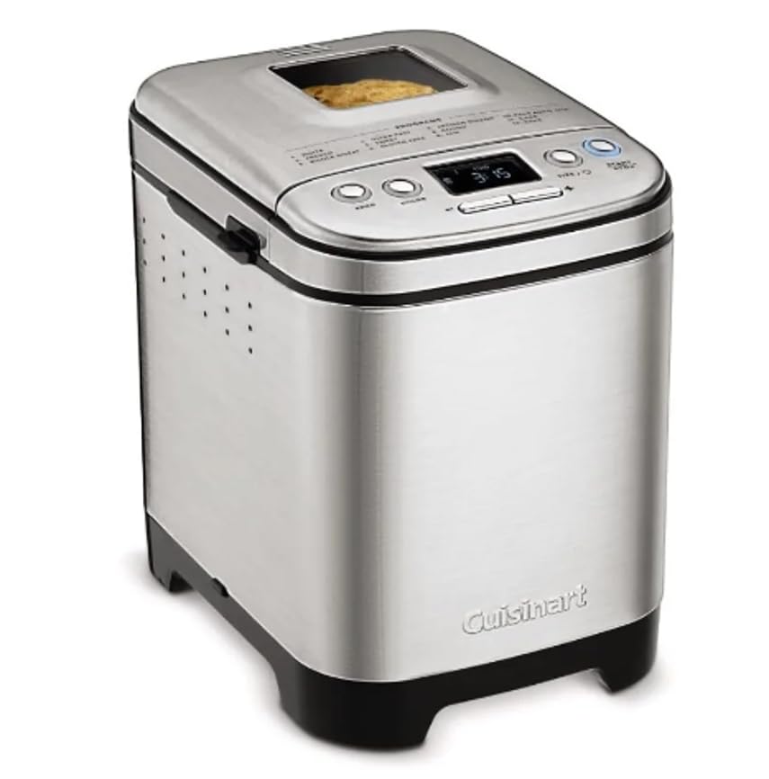 Bread Maker Machine, Compact and Automatic, Customizable Settings, Up to 2lb Loaves