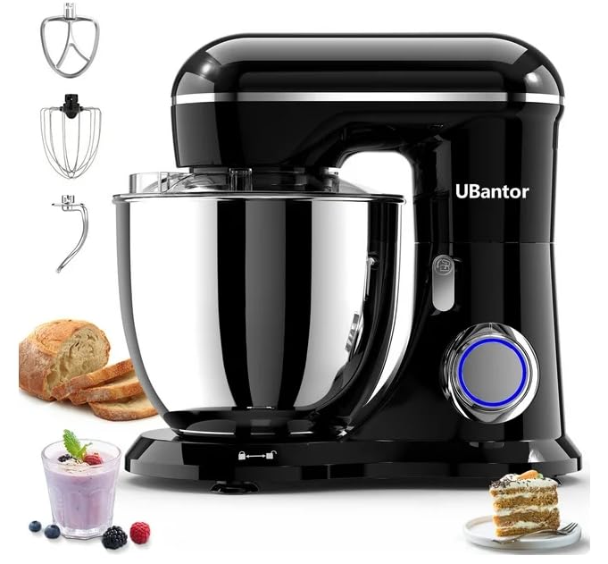 Stand Mixer,6.5-QT 660W 10-Speed Tilt-Head Food Mixer, Kitchen Electric Mixer with Bowl, Dough Hook, Beater, Whisk for Most Home Cooks, (6.5QT, Black)