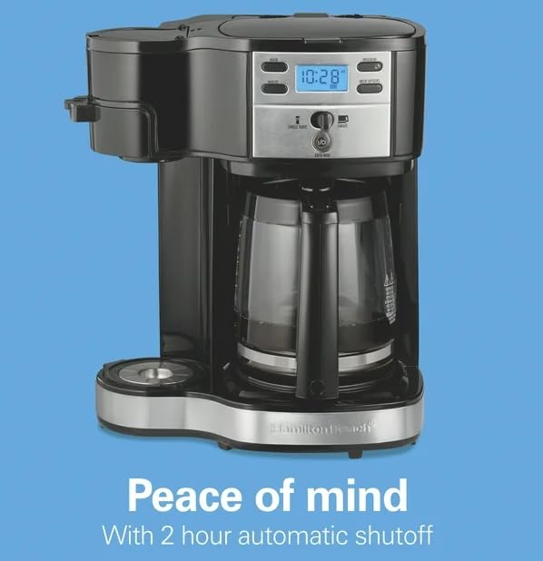 Generic 2-Way Programmable Coffee Maker, Single-Serve and 12-Cup Pot, Glass Carafe, Stainless Steel, Black