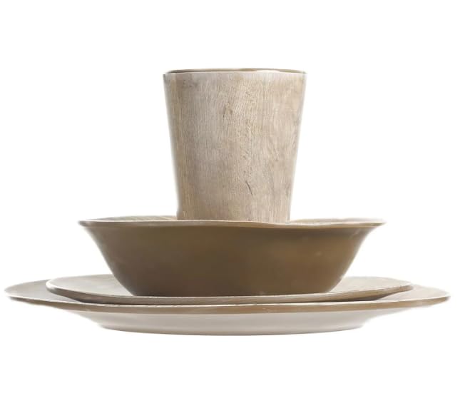 Generic Stunning Woodlands Look 16 Piece Round Melamine Plate, Bowl, & Cup Dinnerware Set