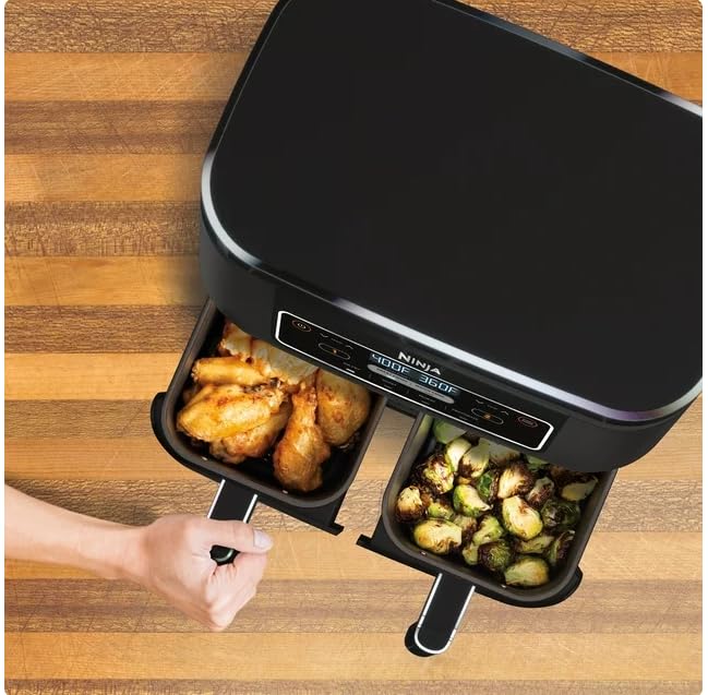 Generic 4-in-1 8-Quart. 2-Basket Air Fryer with DualZone Technology- Air Fry, Roast, & More, Black