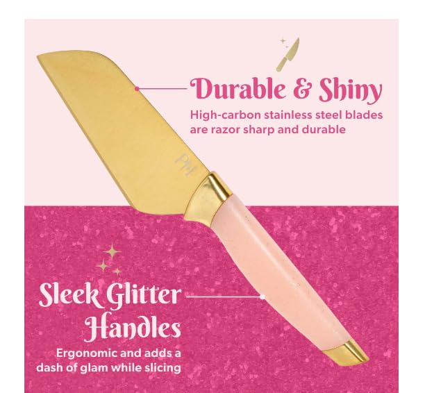 Generic Paris 4-Piece Cheese Board Set with Large Heart-Shaped, Reversible Bamboo Cutting Board, Pink