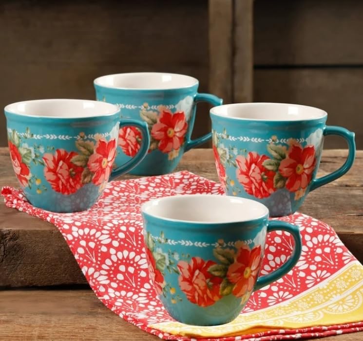 Pioneer Woman Vintage Floral 4-Piece Mug Set