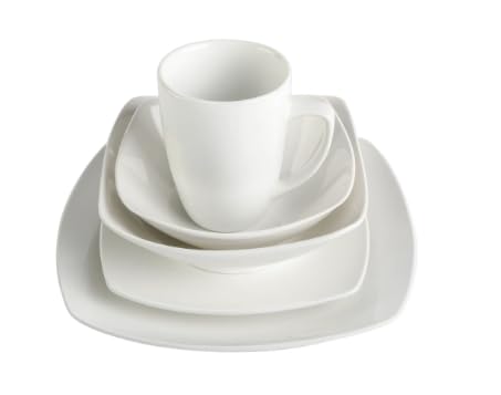 Everyday Home Square White Ceramic Expanded 12-Piece Dinnerware Set