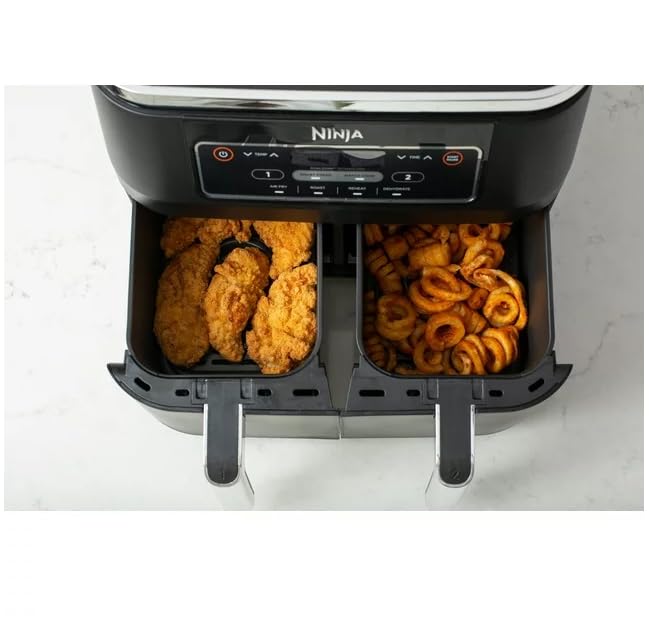 Generic 4-in-1 8-Quart. 2-Basket Air Fryer with DualZone Technology- Air Fry, Roast, & More, Black