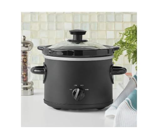 2 QT Slow Cooker Set - Stylish Matte Black, Perfect for Singles & Couples, Great for Small Meals & Dips