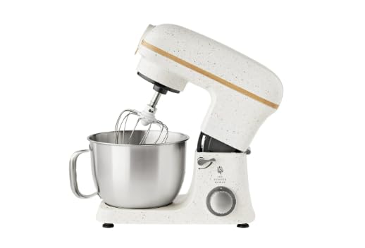 Pioneer Woman 5 Quart 600W 6-Speed Professional Stand Mixer with Beater, Dough Hook and Whisk-White