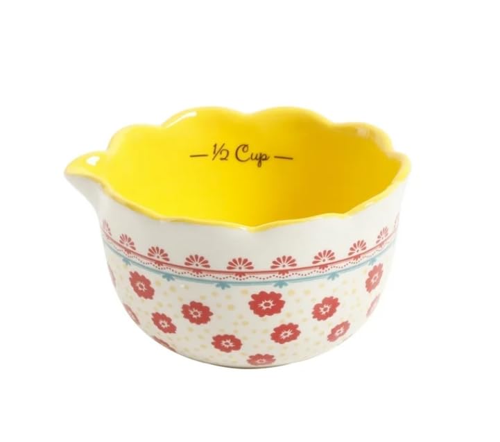 Pioneer Woman Gorgeous Garden Durable Stoneware 5-Piece Measuring Cup Set