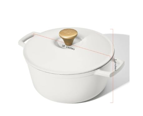 Beautiful 5 Quart Cast Iron Round Dutch Oven, White by Drew Barrymore