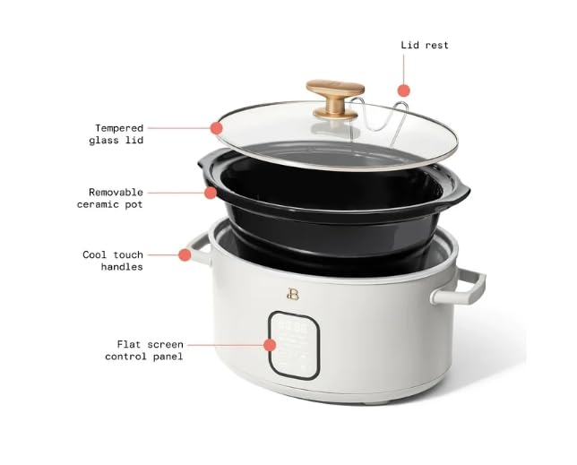 Beautiful 6 Qt Programmable Slow Cooker by Drew Barrymore perfect for healthy cooking