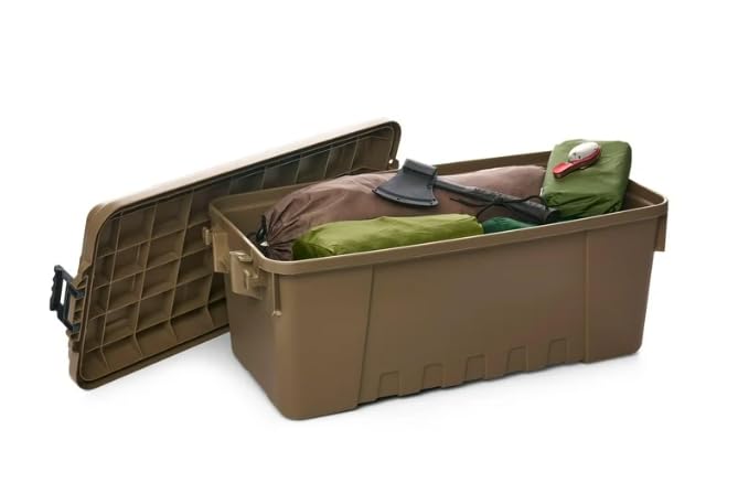 Indoor Outdoor Sportsman's Trunk, Desert Tan, 17-Gallon Lockable Storage Box
