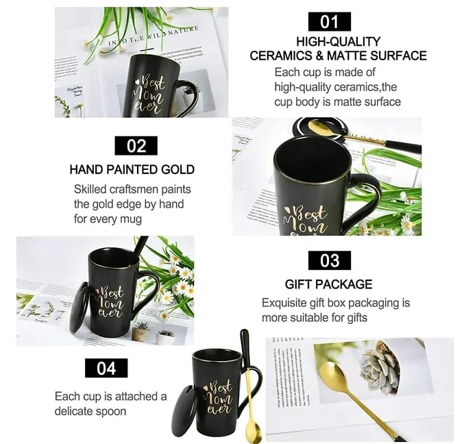 Best Mom Ever Coffee Mug, Best Mom Gifts for Mothers Day, Futtumy 14 fl oz Ceramic Mug Tea Cup
