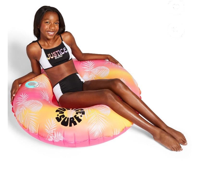 Justice Party Tube Float with Music LED Lightshow, Pink & Orange
