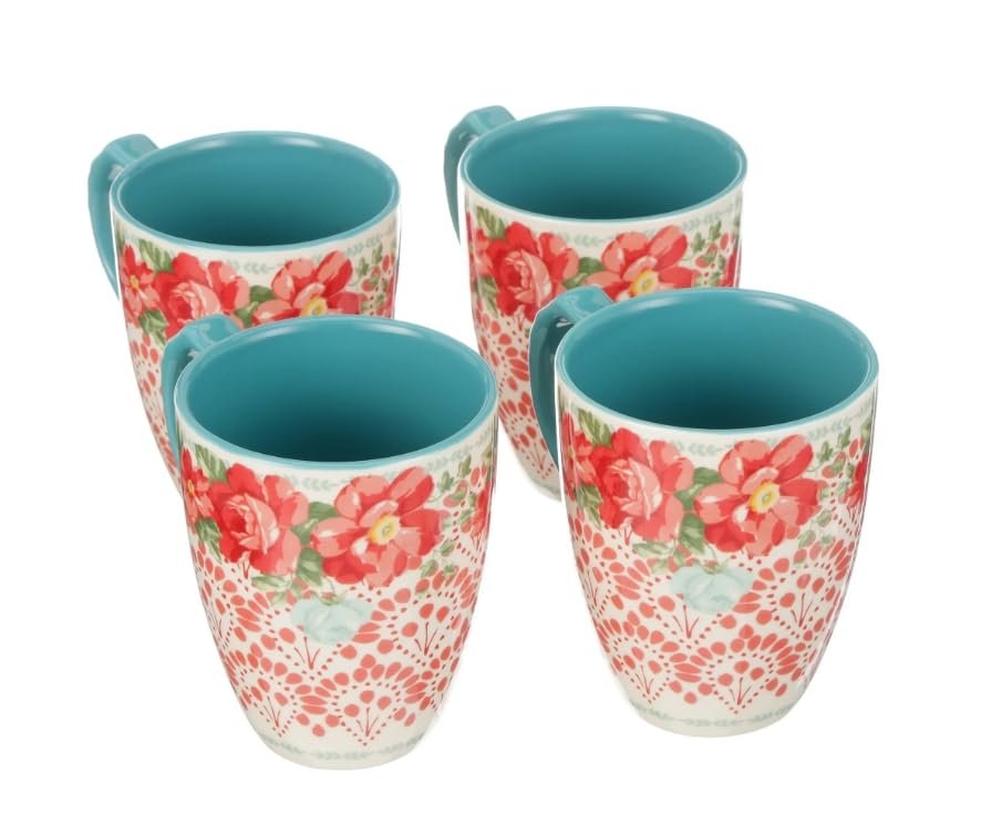 Pioneer Woman Vintage Floral 4-Piece Mug Set