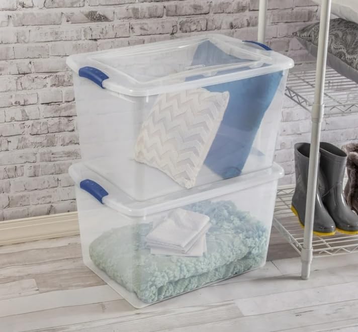66 Qt. Latch Box Plastic Adult Bins, Set of 6