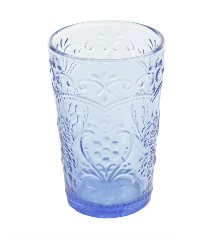 Pioneer Woman Amelia Teal Glass Tumblers Set of 4