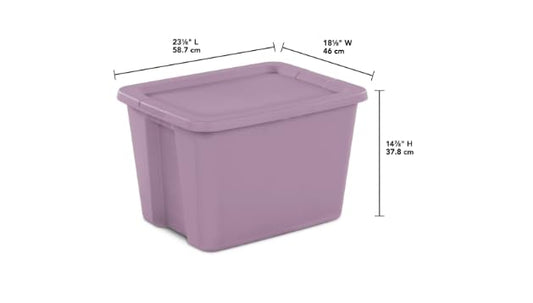 18 Gallon Tote Box Plastic, Set of 8 Stackable Totes Colors In Pink, Purple, or Fuchsia Burst