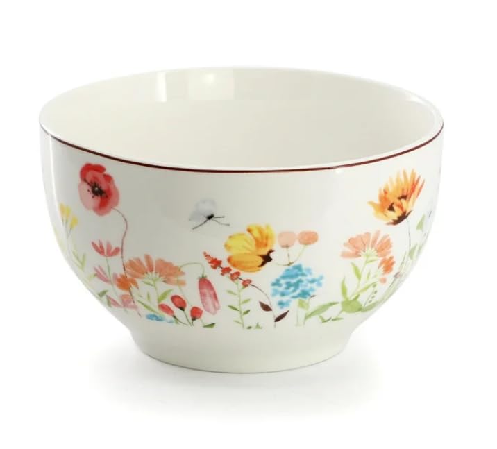 Wild Flower Meadow16-Piece Stoneware Dinnerware Set – Elegant Floral Design for 4 – Dishwasher & Microwave Safe – Ideal for Special Occasions & Everyday Meals