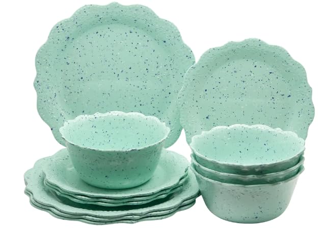Generic Pioneer Woman Juliette 12-Piece Melamine Dinnerware Set, Teal