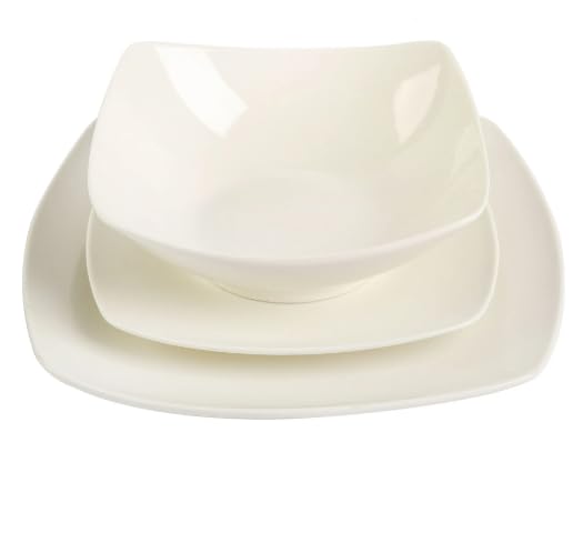 Everyday Home Square White Ceramic Expanded 12-Piece Dinnerware Set