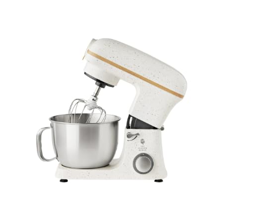 Pioneer Woman 5 Quart 600W 6-Speed Professional Stand Mixer with Beater, Dough Hook and Whisk-White