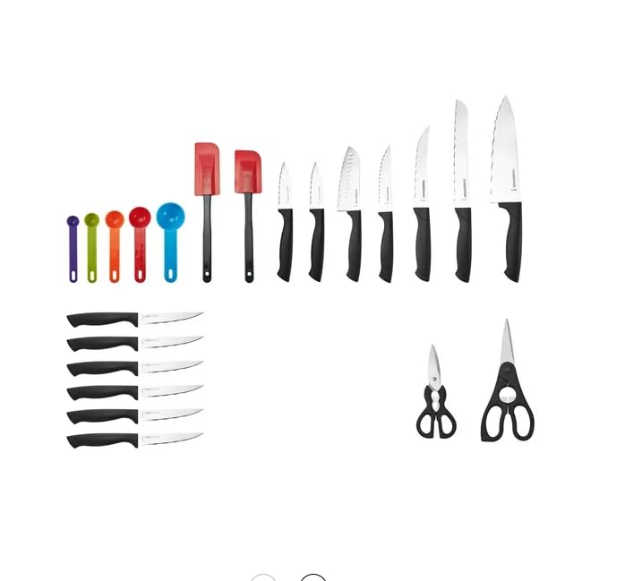 Generic Classic 23 Piece Never Needs Sharpening Dishwasher Safe Stainless Steel Cutlery and Utensil Set in Black